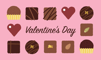 Valentine's Day material. various kinds of chocolate.