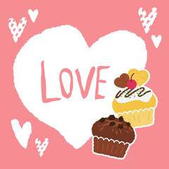 Valentine's Day material. various kinds of muffin. Frame design.