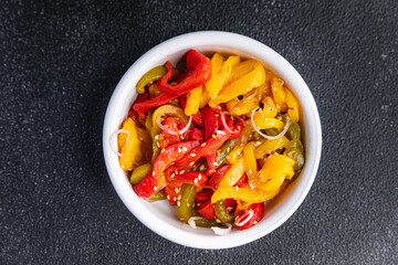 salad baked pepper spicy vegetable slices asian food snack healthy meal food snack on the table copy space food background rustic top view