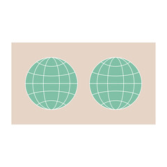 World map two hemispheres isolated on white background