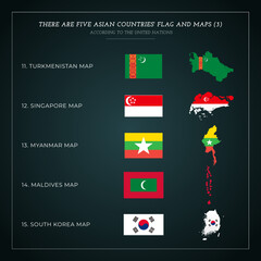 Five Asian countries' Flag And Maps (3)