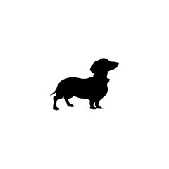 Dachshund icon. Simple style pet shop big sale poster background symbol. Dachshund brand logo design element. Dachshund t-shirt printing. vector for sticker.
