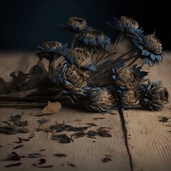 A beautiful romantic image of dried flowers on a table. 