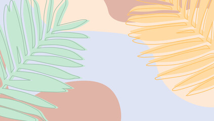 Abstract colorful background and palm leaves card