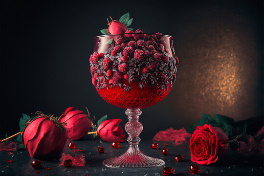 wine with roses generative ai