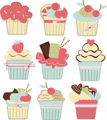 deliciouse cupcake.Dessert vector illustration