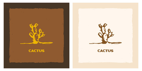 Cactus western rough icon logo template