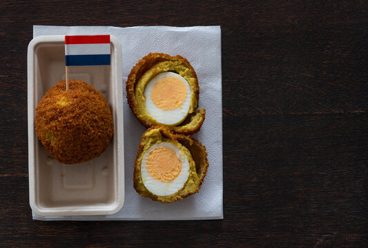 Eierbal, a dutch deep-fried snack popular at the north of the country, which consists of hard-boiled egg, ragout and breadcrumbs