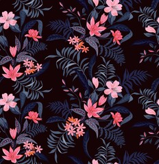 Seamless elegant floral pattern. Abstract beautiful flower pattern; for fabric, fashion, textile, wallpapers, decoration. Romantic floral print.