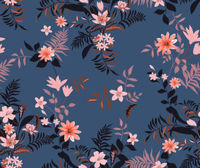 Fototapeta na wymiar Seamless elegant floral pattern. Abstract beautiful flower pattern; for fabric, fashion, textile, wallpapers, decoration. Romantic floral print.