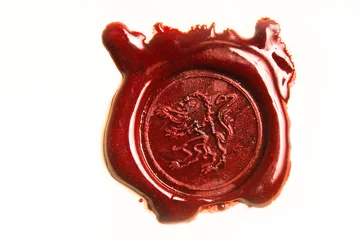 Fotobehang antique historical wax seal with a lion symbol, isolated © Visualmind
