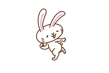 ウサギのキャラクターイラストシリーズ　「バトンを受け取るウサギ」