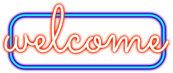 Neon welcome lettering sign