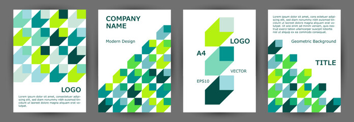 Corporate notebook front page template collection A4 design. Modernism style trendy flyer layout