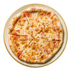 Italian pizza Margherita isolated on white background top view