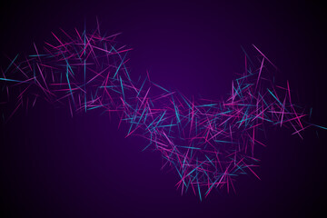 Digital geometric blue lines streams visual technology concept. Abstract scientific background