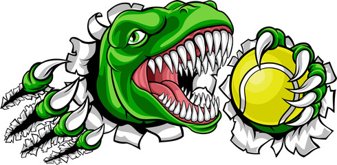 Dinosaur Tennis Player Animal Sports Mascot © Christos Georghiou