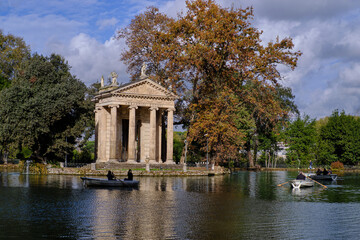 Laghetto di Villa Borghese and Tempio di Esculapio in Rome
