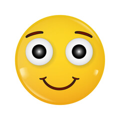 Smiling Face. Yellow glossy 3d emotion. Smiley happy face. Emoji