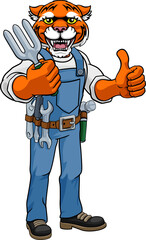 Tiger Gardener Gardening Animal Mascot