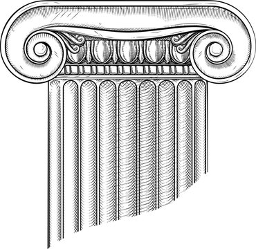Classic Greek Roman Column Ionic Pillar Woodcut