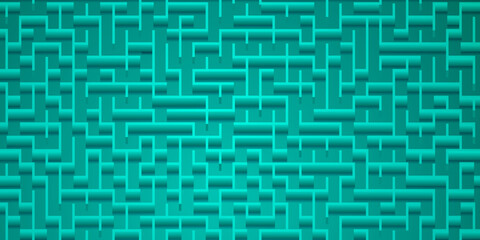 Abstract background with maze pattern in turquoise colors
