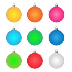 Set of colored Christmas balls. Colorful Set of realistic christmas balls - isolated on white background

