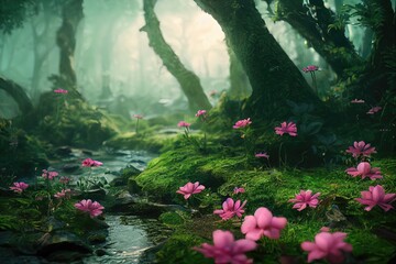 Fototapeta na wymiar Flowers in the park of Fantasy World 