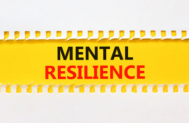 Mental resilience symbol. Concept word Mental resilience typed on yellow and white paper. Beautiful...
