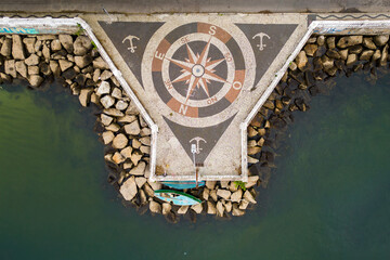 Rosa dos Ventos Anchorage Monument at Urca Neighborhood Aerial View in Rio de Janeiro, Brazil