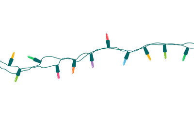 Christmas lights string isolated on white background