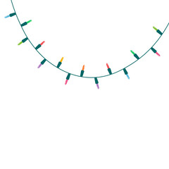 Christmas lights string isolated on white background