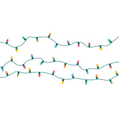 Christmas lights string isolated on white background