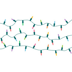 Christmas lights string isolated on white background