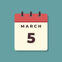 March Calendar Icon Vector Template