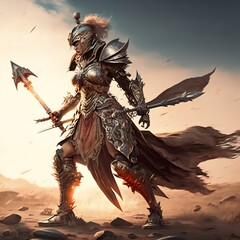 Female warrior created with AI