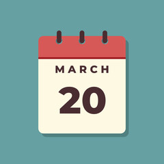 March Calendar Icon Vector Template