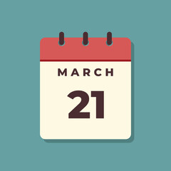 March Calendar Icon Vector Template
