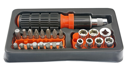 Toolbox with a screwdriver and bits