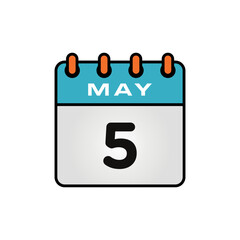 May Calendar Icon Vector Template