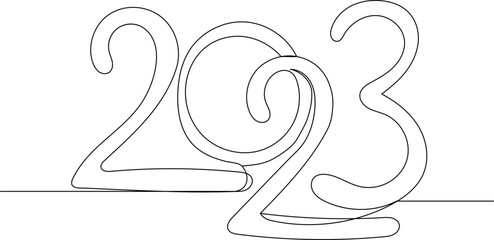 2023 year sketch, continuous line drawing