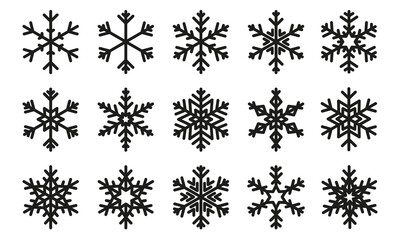 Collection of snowflakes symbols. Illustration on transparent background