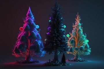 Neon Christmas trees.