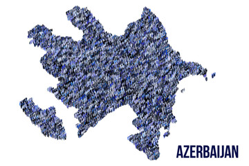 The map of the Azerbaijan made of pictograms of people or stickman figures. The concept of population, sociocultural system, society, people, national community of the state. illustration.