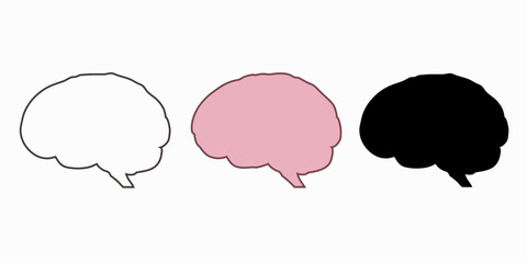 The human brain. Silhouette. Set. 