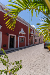 Historical street Calzada de Los Frailes, Yucatan, Mexico.