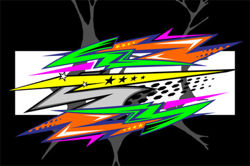 Naklejka premium racing background vector design with a unique pattern of bright color combinations and the effect of lines and stars