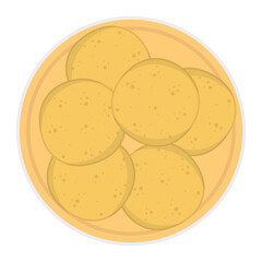 Arepas bread on a plate. Colombian food. Vector illustration