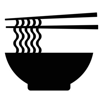 recommend clip art: Ramen noodle soup bowl with chopsticks flat vector icon for food apps and websites