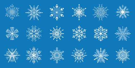 Set of  decorative  snowflakes. Snowflakes icon. Vector illustration.